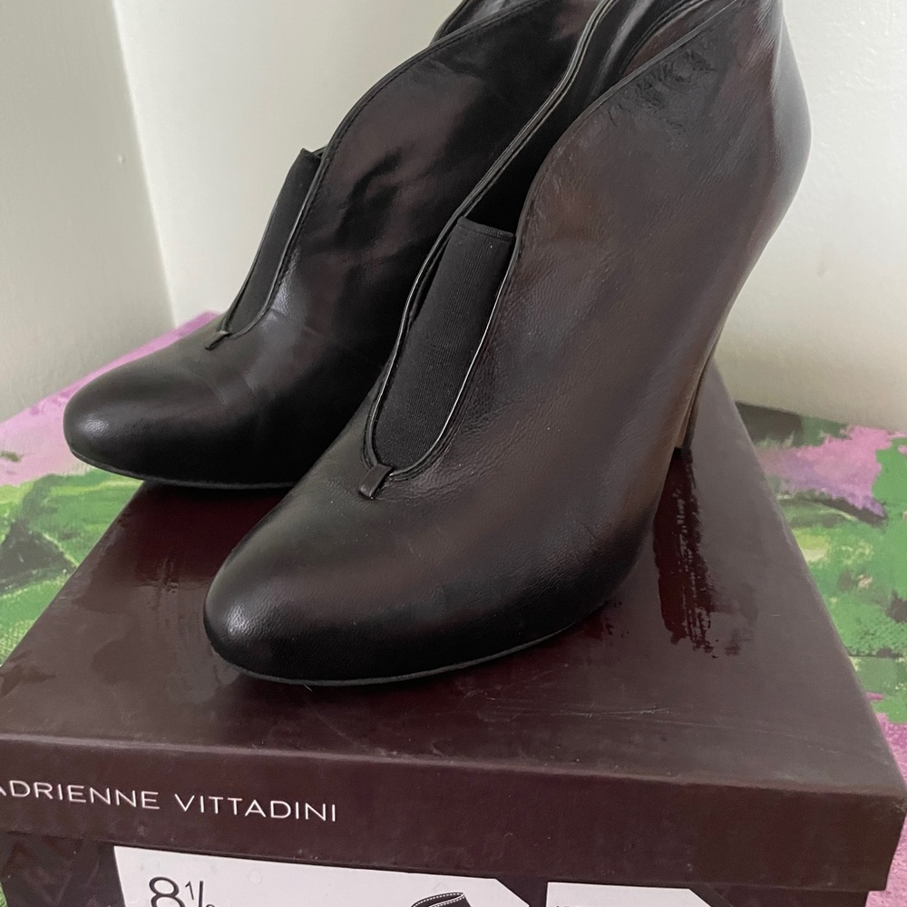 Black leather booties